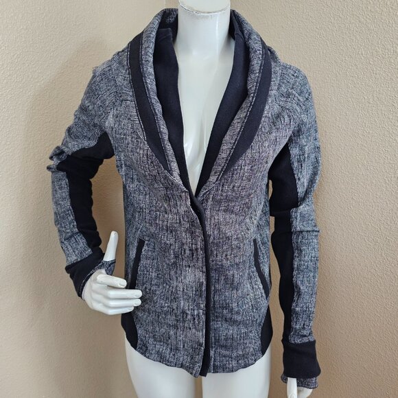 LULULEMON To Class Double Collar Heather Gray Button Up Sweater Jacket~10 - Picture 1 of 14